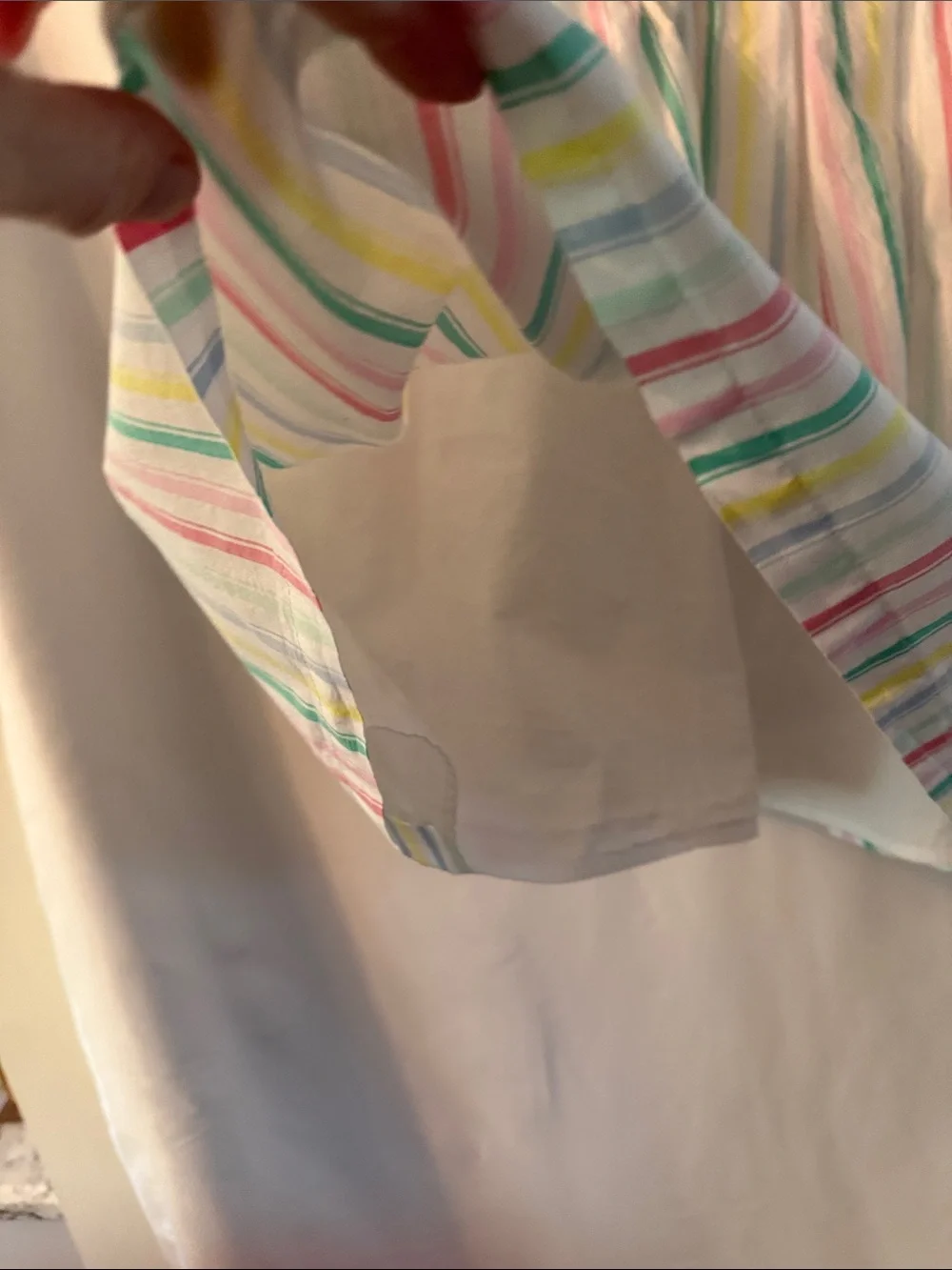 GAP White Girls Dress - Pastel Pink, Yellow, Green & Blue Stripes Size L 10/12
